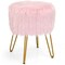 Faux Fur Vanity Chair Makeup Stool Furry Padded Seat Round Ottoman